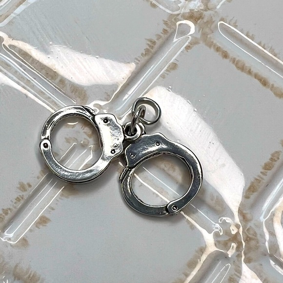 Sterling Silver Handcuffs Charm - Picture 3 of 3